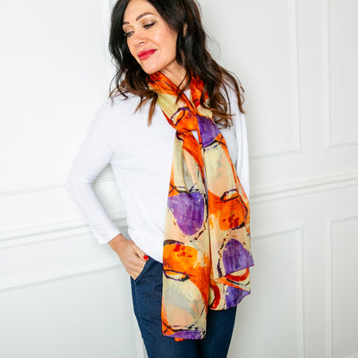 Orange Circles Silk Scarf